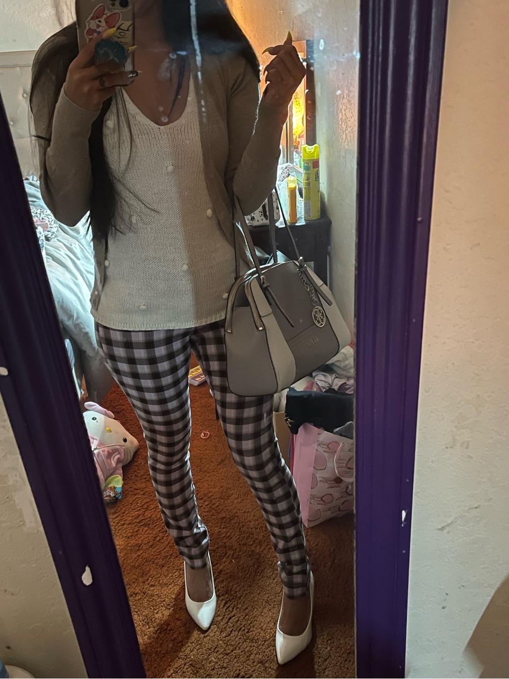 Hollister Black & White Plaid Skinny Pants